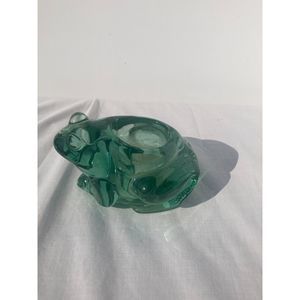 Indiana Glass Green Glass Frog Votive Candle / Paperweight #07138 Novelty Glass